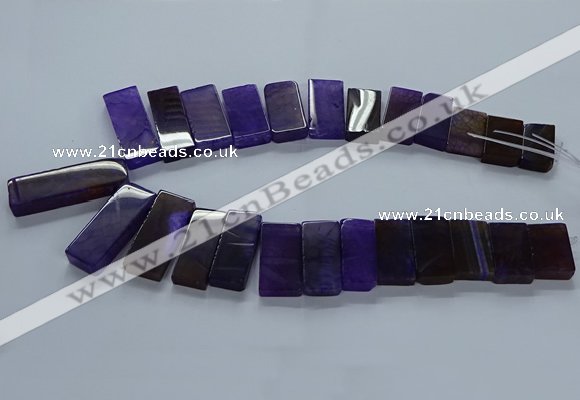 CTD2609 Top drilled 14*27mm - 16*42mm rectangle agate beads