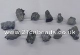 CTD2616 Top drilled 15*25mm - 25*35mm nuggets plated druzy quartz beads