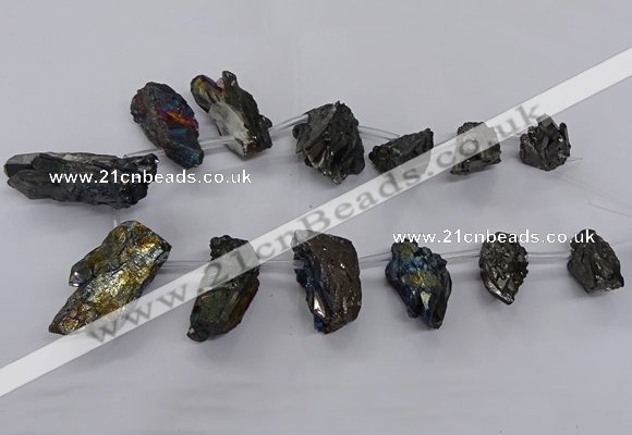 CTD2618 Top drilled 15*25mm - 25*35mm nuggets plated druzy quartz beads