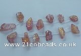 CTD2622 Top drilled 10*25mm - 20*45mm nuggets plated druzy quartz beads