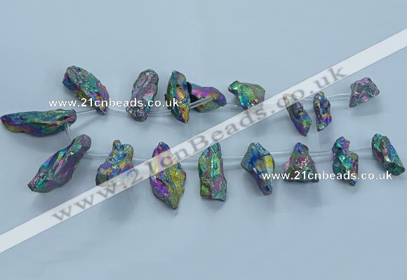 CTD2633 Top drilled 10*25mm - 20*45mm nuggets plated druzy quartz beads