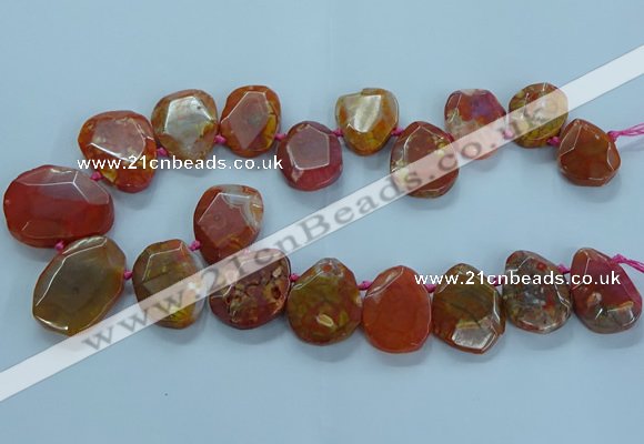 CTD2640 Top drilled 20*25mm - 30*40mm faceted freeform agate beads