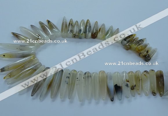 CTD2682 Top drilled 8*25mm - 10*50mm bullet montana agate beads