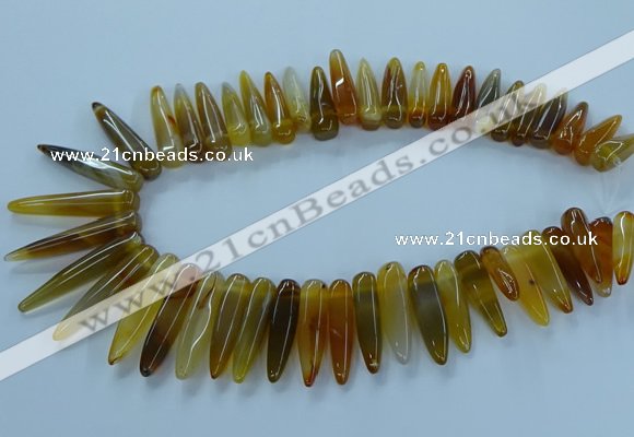 CTD2683 Top drilled 8*25mm - 10*50mm bullet agate gemstone beads