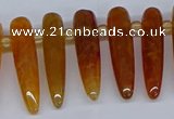 CTD2724 Top drilled 8*35mm bullet agate gemstone beads wholesale