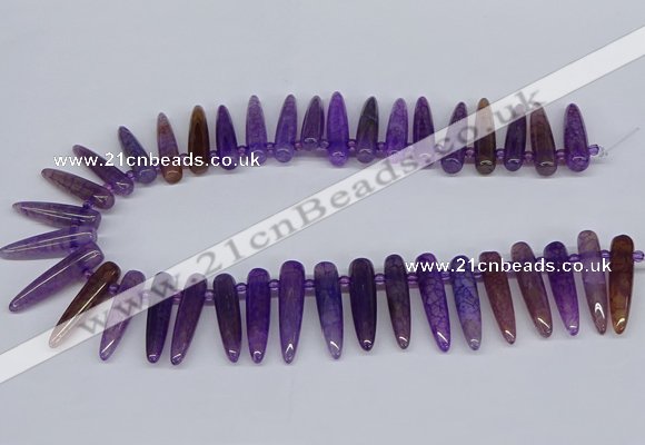 CTD2725 Top drilled 8*35mm bullet agate gemstone beads wholesale