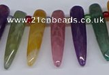 CTD2730 Top drilled 8*35mm bullet agate gemstone beads wholesale