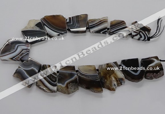 CTD2770 Top drilled 25*30mm - 35*40mm freeform line agate beads