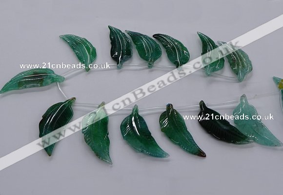 CTD2776 Top drilled 20*45mm - 25*55mm carved leaf agate beads