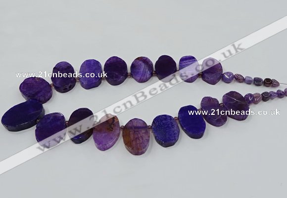 CTD2782 Top drilled 15*25mm - 25*40mm oval agate gemstone beads