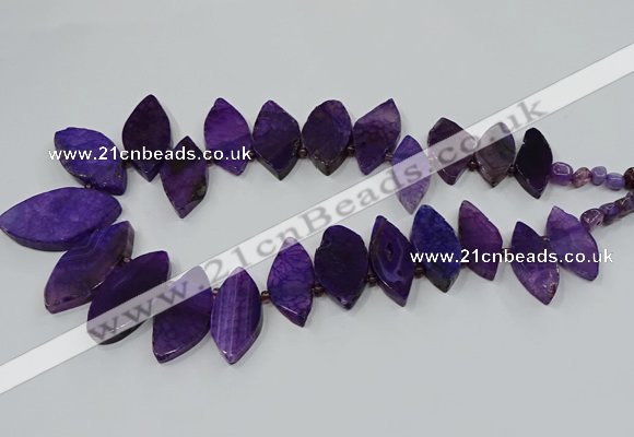 CTD2790 Top drilled 15*30mm - 25*45mm marquise agate gemstone beads