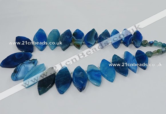 CTD2792 Top drilled 15*30mm - 25*45mm marquise agate gemstone beads