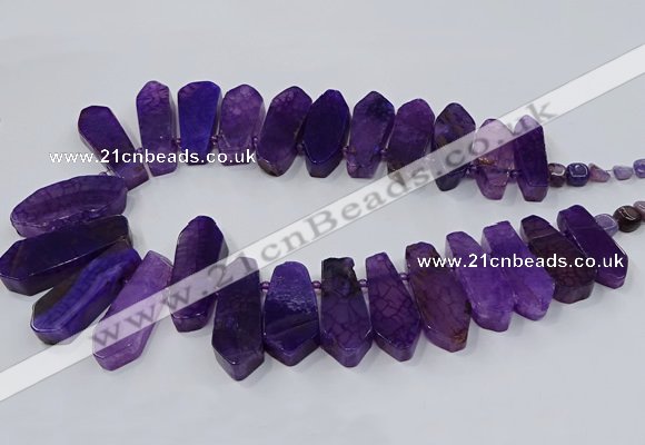 CTD2820 Top drilled 15*30mm - 18*45mm sticks agate gemstone beads