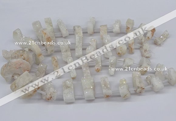 CTD2840 Top drilled 15*20mm - 18*40mm freeform plated druzy agate beads