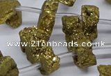 CTD2843 Top drilled 15*20mm - 18*40mm freeform plated druzy agate beads