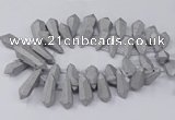 CTD2862 Top drilled 15*20mm - 22*50mm sticks plated quartz beads