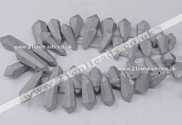 CTD2862 Top drilled 15*20mm - 22*50mm sticks plated quartz beads