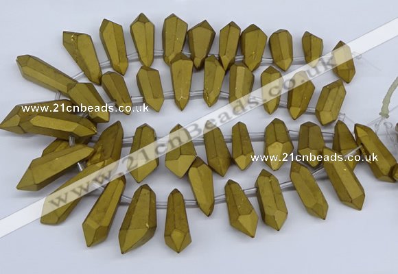 CTD2863 Top drilled 15*20mm - 22*50mm sticks plated quartz beads