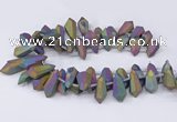 CTD2865 Top drilled 15*20mm - 22*50mm sticks plated quartz beads