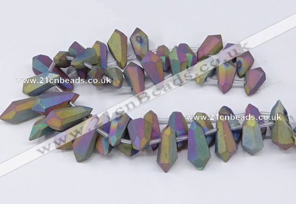 CTD2865 Top drilled 15*20mm - 22*50mm sticks plated quartz beads