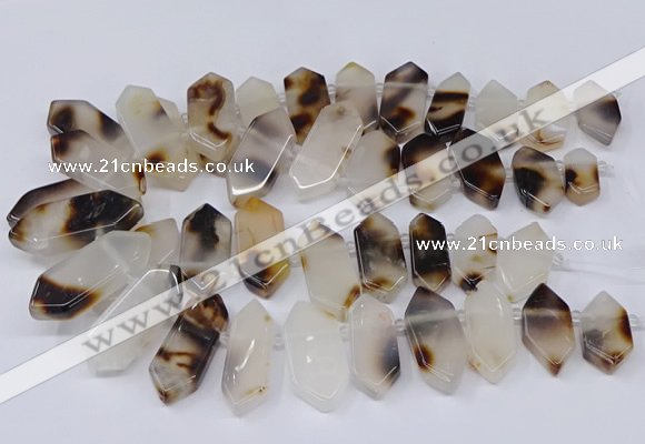 CTD2870 Top drilled 12*25mm - 18*45mm sticks Montana agate beads