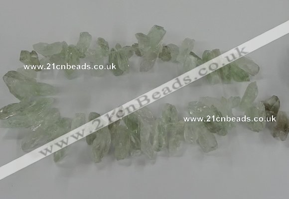 CTD2886 Top drilled 12*20mm - 15*35mm sticks green quartz beads