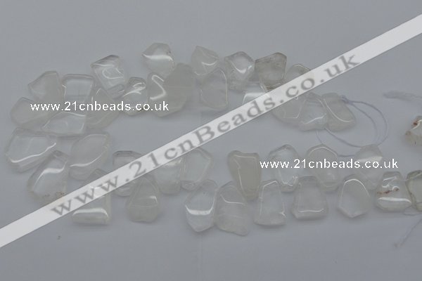 CTD300 Top drilled 15*20mm - 20*25mm freeform white crystal beads