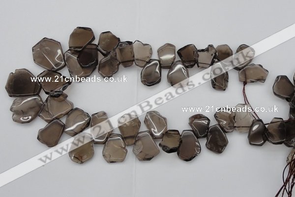 CTD301 Top drilled 15*20mm - 20*25mm freeform smoky quartz beads