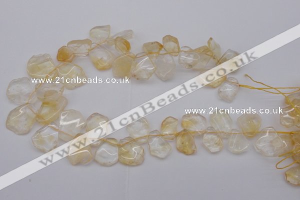 CTD302 Top drilled 15*20mm - 20*25mm freeform citrine gemstone beads