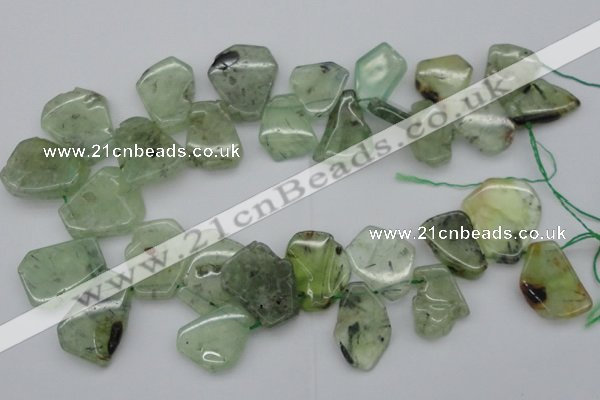 CTD305 Top drilled 15*20mm - 20*25mm freeform green rutilated quartz beads