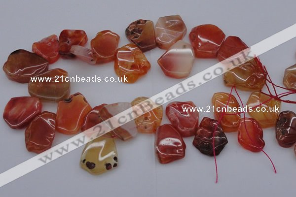 CTD307 Top drilled 15*20mm - 20*25mm freeform red agate beads