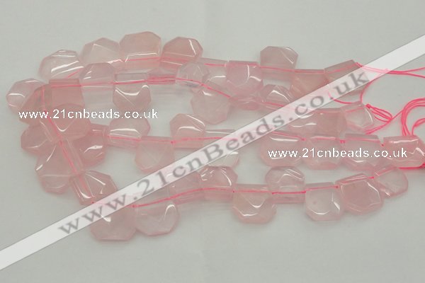 CTD314 Top drilled 15*18mm - 18*20mm faceted freeform rose quartz beads