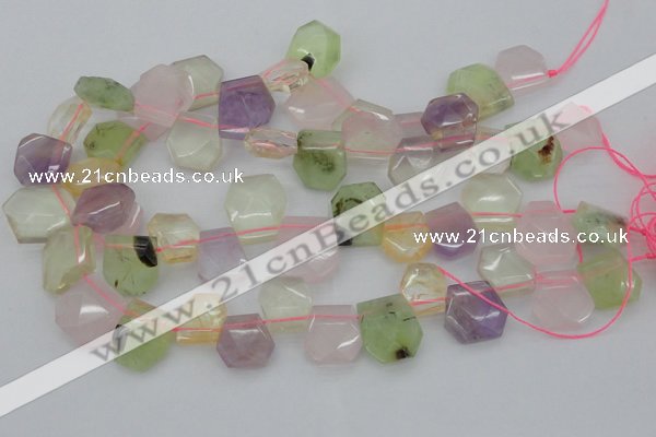 CTD317 15*18mm - 18*20mm faceted freeform multicolor quartz beads