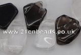 CTD322 15*20mm - 20*25mm freeform white crystal & smoky quartz beads