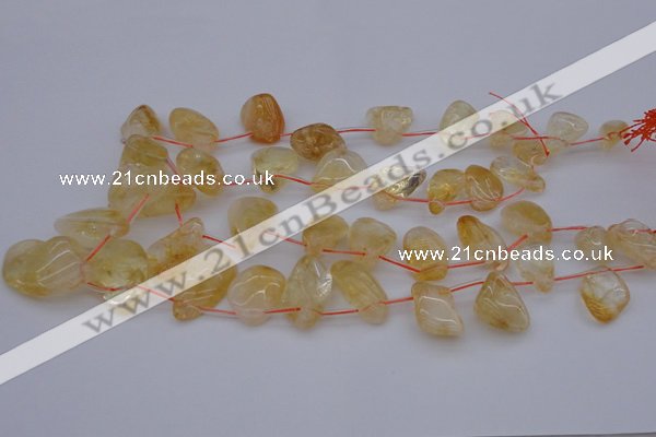 CTD323 Top drilled 15*20mm - 20*30mm freeform citrine beads