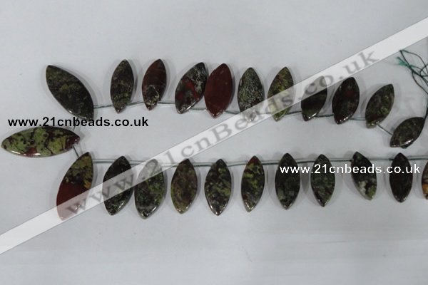 CTD33 Top drilled 10*24mm – 17*40mm marquise dragon blood jasper beads