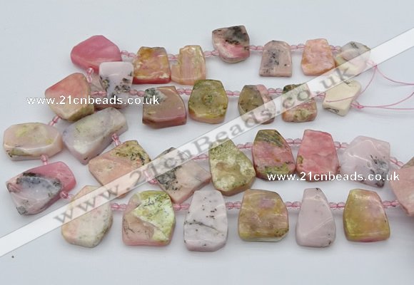 CTD339 Top drilled 15*20mm - 25*30mm freeform pink opal beads