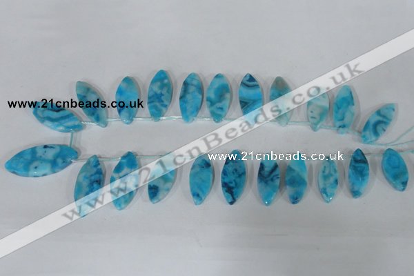 CTD35 Top drilled 10*24mm – 17*40mm marquise crazy lace agate beads