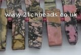 CTD3503 Top drilled 10*25mm - 10*45mm sticks rhodonite beads