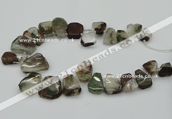 CTD3535 Top drilled 15*20mm - 25*30mm freeform green phantom quartz beads