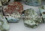 CTD3539 Top drilled 15*20mm - 25*30mm freeform larimar beads