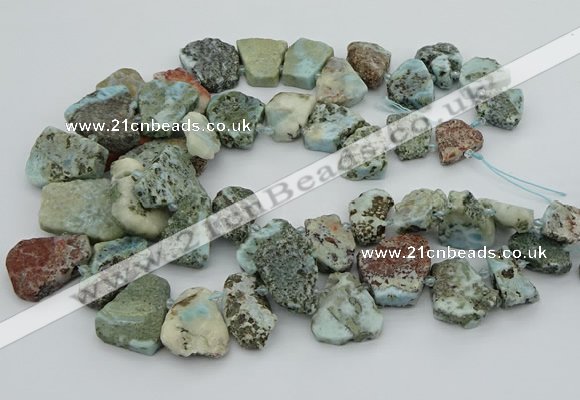 CTD3539 Top drilled 15*20mm - 25*30mm freeform larimar beads