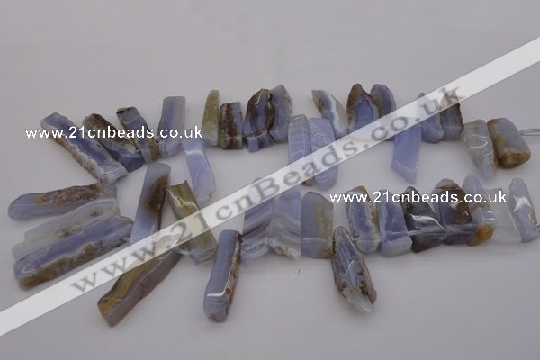 CTD354 Top drilled 10*28mm - 10*50mm wand blue lace agate beads