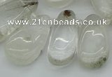 CTD3540 Top drilled 10*22mm - 15*45mm freeform green phantom quartz beads