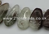 CTD3541 Top drilled 10*22mm - 15*45mm freeform green phantom quartz beads