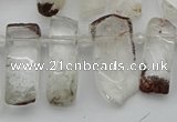 CTD3544 Top drilled 10*20mm - 12*35mm sticks green phantom quartz beads