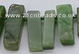 CTD3546 Top drilled 10*20mm - 12*35mm sticks Canadian jade beads