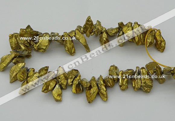 CTD3555 Top drilled 10*20mm - 12*30mm sticks plated quartz beads