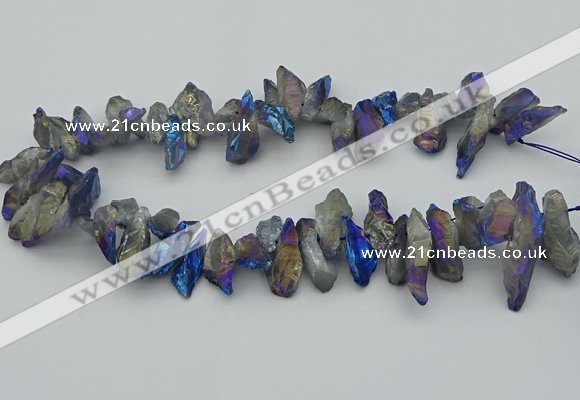 CTD3560 Top drilled 10*20mm - 12*30mm sticks plated quartz beads