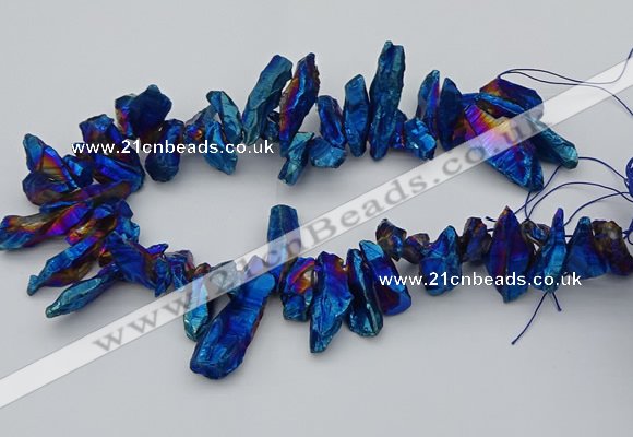 CTD3561 Top drilled 10*20mm - 12*30mm sticks plated quartz beads